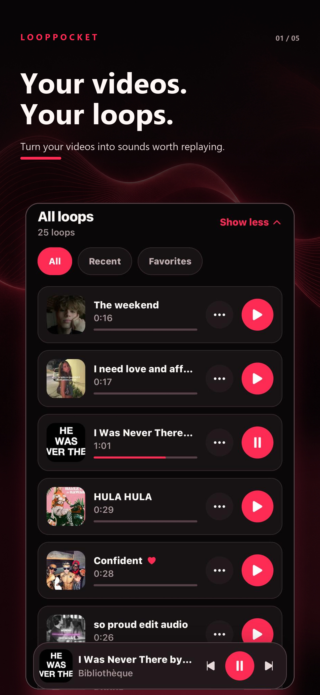 LoopPocket library with saved audio loops