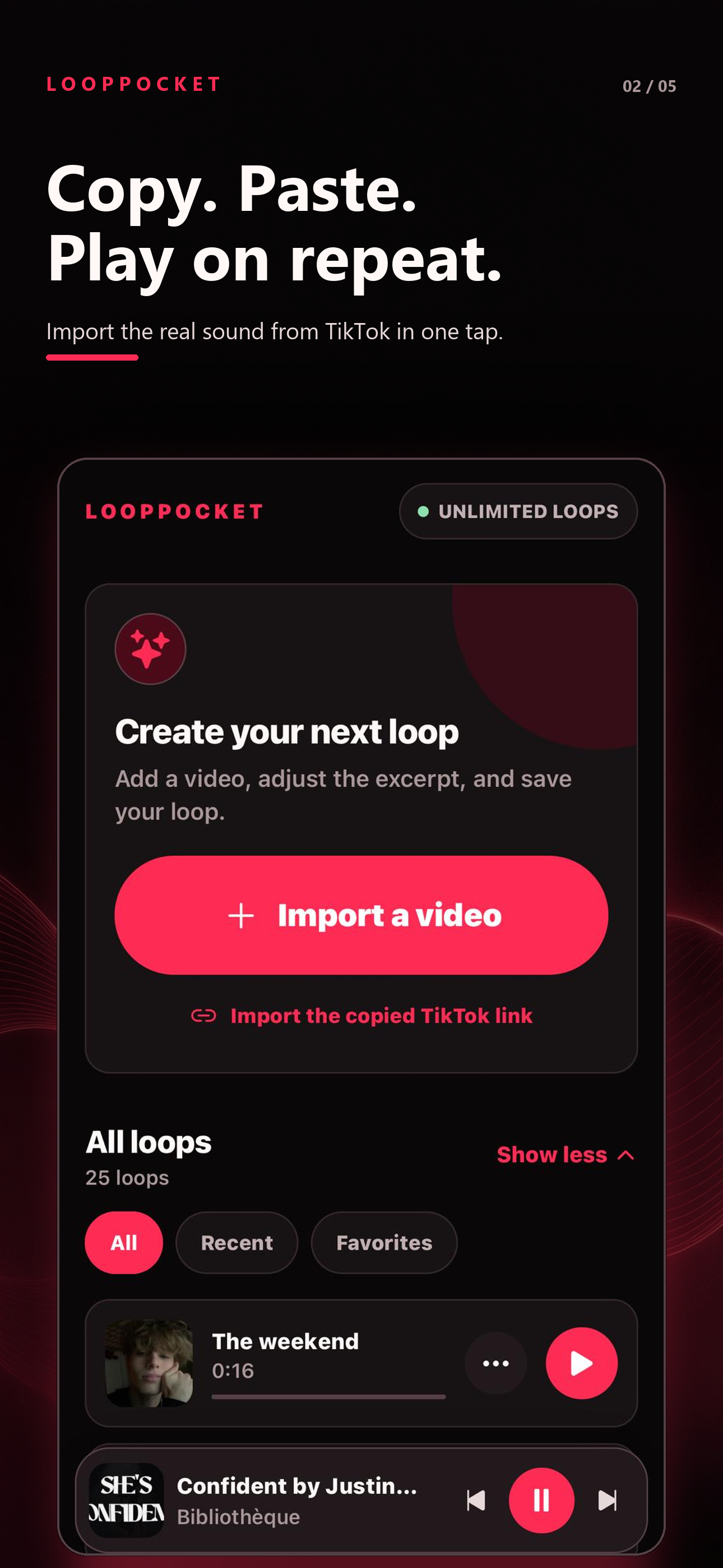 LoopPocket video and TikTok import screen